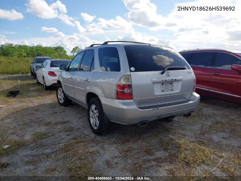 2006 Acura Mdx VIN: 2HNYD18626H539692 Lot: 40488603