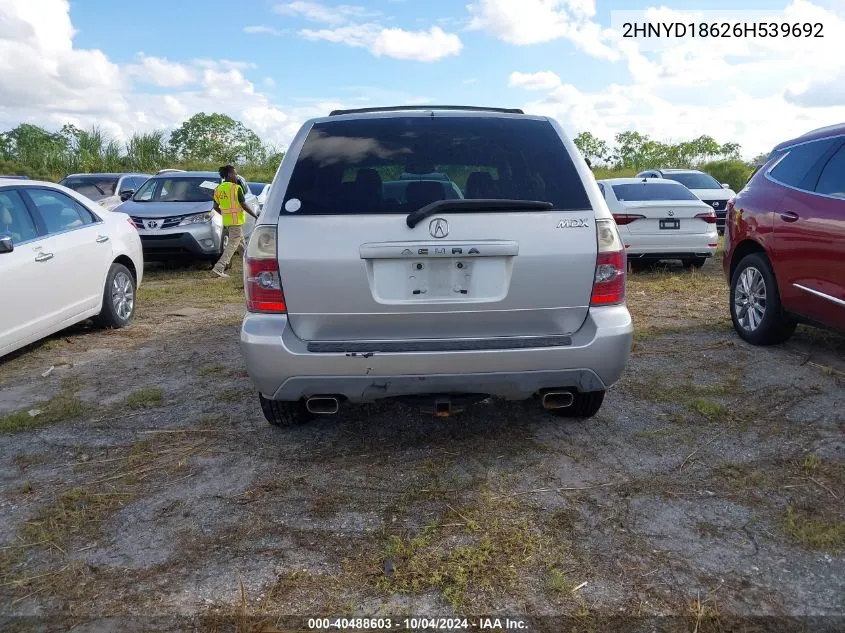 2006 Acura Mdx VIN: 2HNYD18626H539692 Lot: 40488603