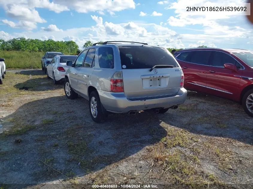 2006 Acura Mdx VIN: 2HNYD18626H539692 Lot: 40488603