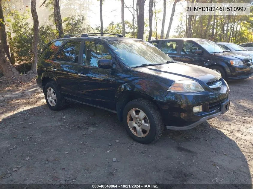 2006 Acura Mdx VIN: 2HNYD18246H510997 Lot: 40549864