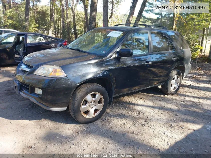 2006 Acura Mdx VIN: 2HNYD18246H510997 Lot: 40549864