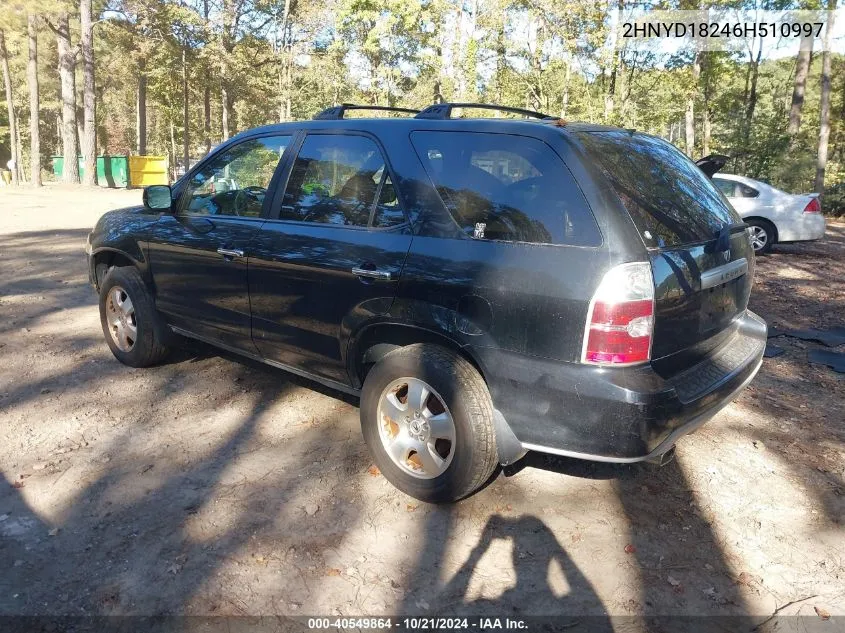 2006 Acura Mdx VIN: 2HNYD18246H510997 Lot: 40549864