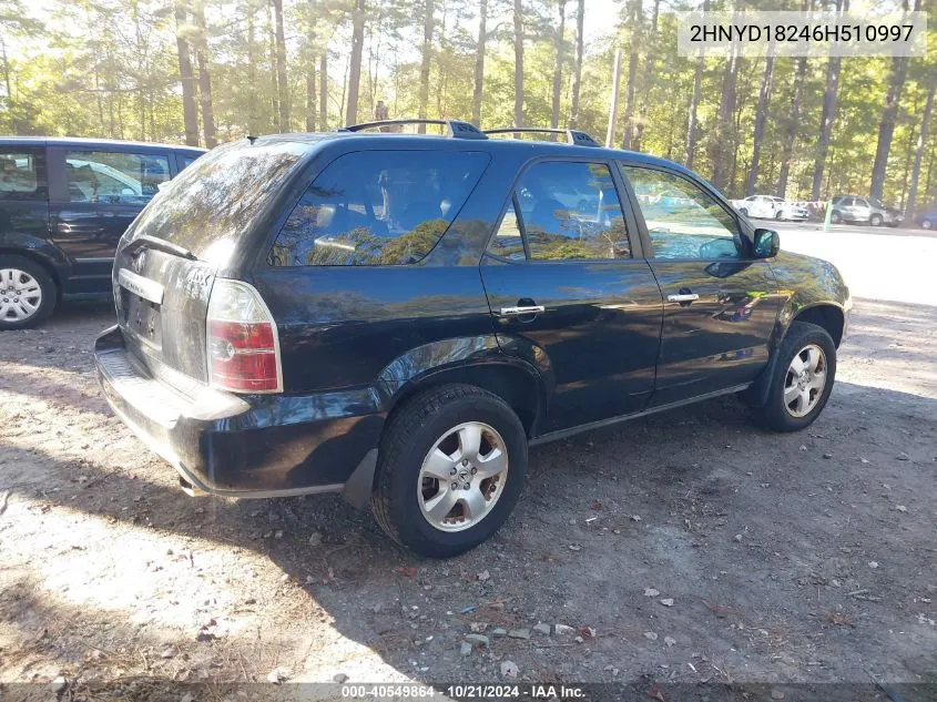 2006 Acura Mdx VIN: 2HNYD18246H510997 Lot: 40549864