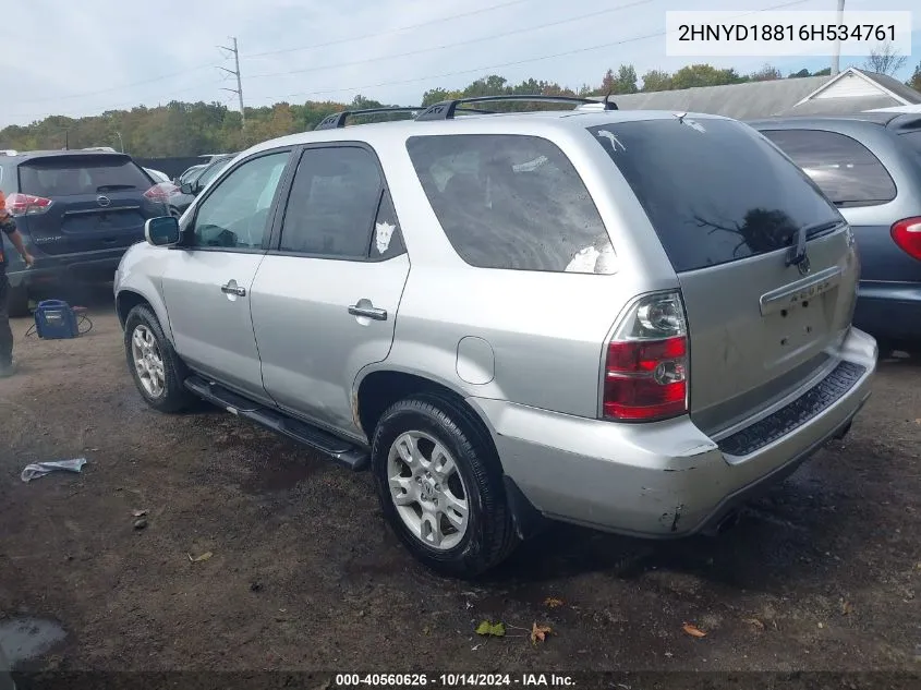 2006 Acura Mdx VIN: 2HNYD18816H534761 Lot: 40560626