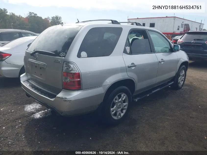 2006 Acura Mdx VIN: 2HNYD18816H534761 Lot: 40560626