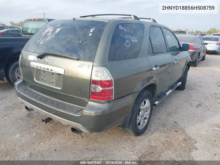 2006 Acura Mdx VIN: 2HNYD18856H508759 Lot: 40575487