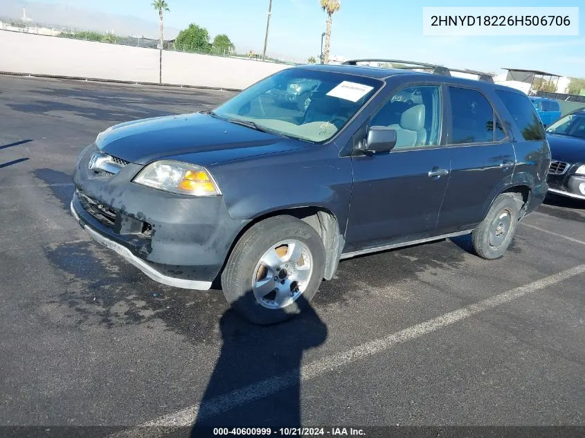 2006 Acura Mdx VIN: 2HNYD18226H506706 Lot: 40600999