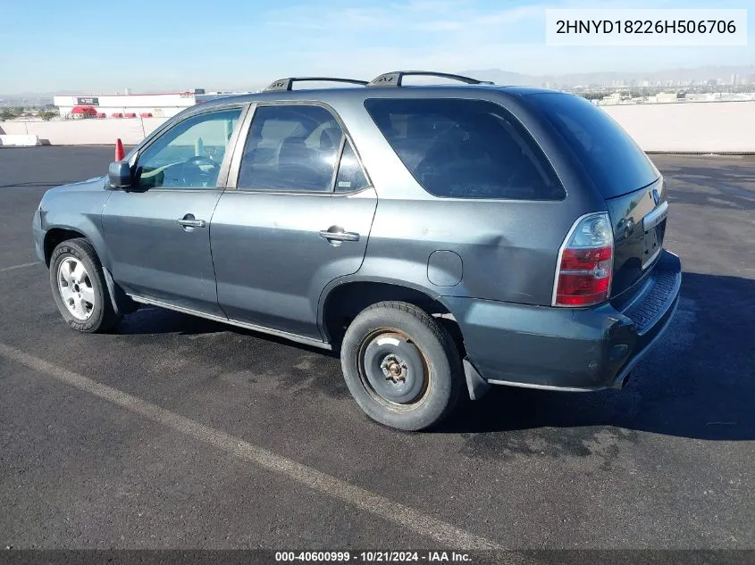 2006 Acura Mdx VIN: 2HNYD18226H506706 Lot: 40600999