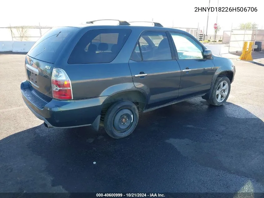 2006 Acura Mdx VIN: 2HNYD18226H506706 Lot: 40600999