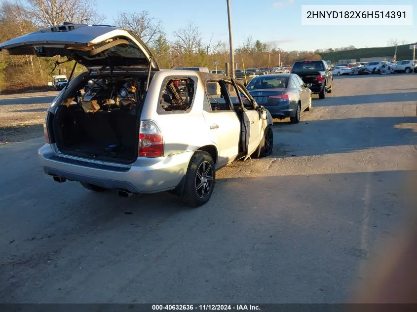 2006 Acura Mdx VIN: 2HNYD182X6H514391 Lot: 40632636