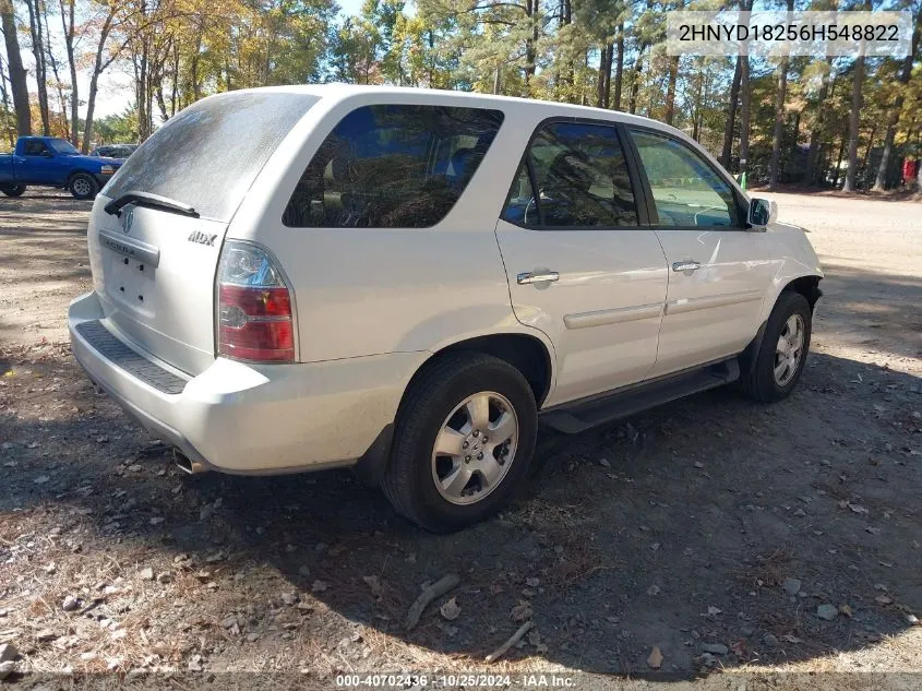 2006 Acura Mdx VIN: 2HNYD18256H548822 Lot: 40702436