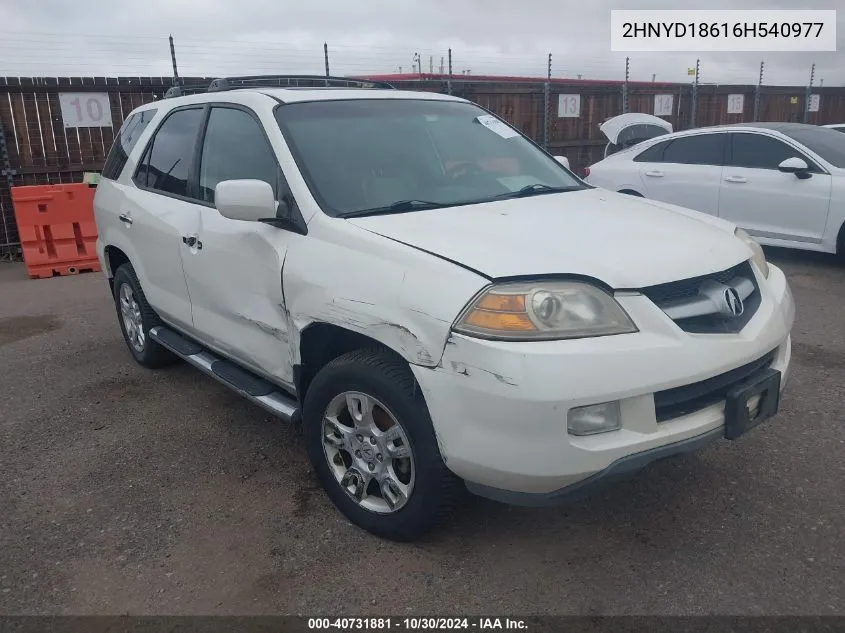 2006 Acura Mdx VIN: 2HNYD18616H540977 Lot: 40731881