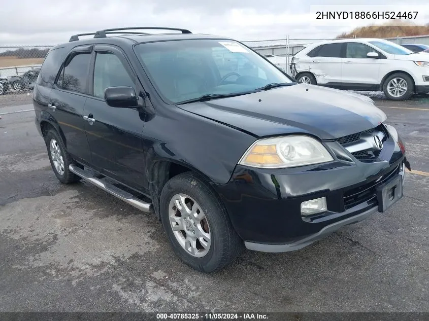 2006 Acura Mdx VIN: 2HNYD18866H524467 Lot: 40785325