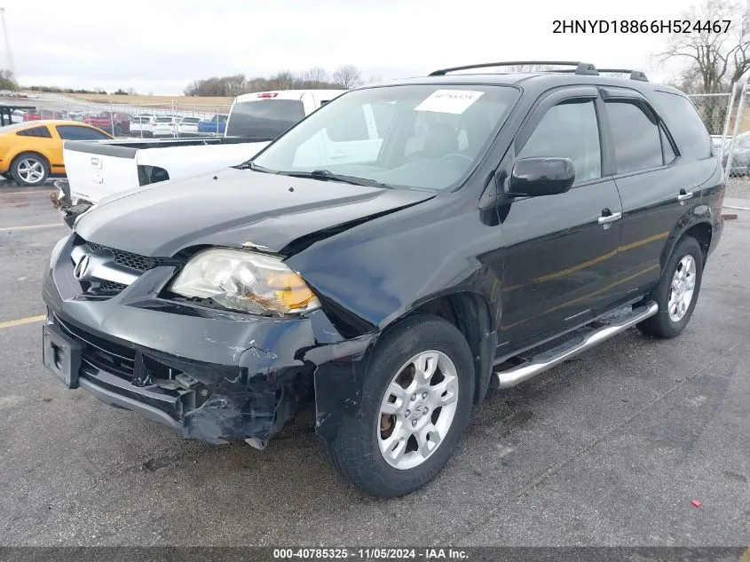 2006 Acura Mdx VIN: 2HNYD18866H524467 Lot: 40785325