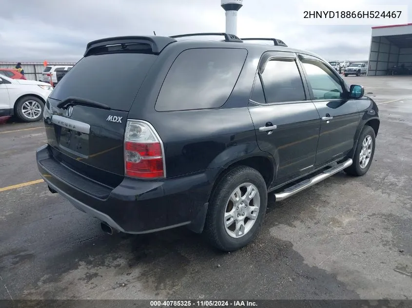 2006 Acura Mdx VIN: 2HNYD18866H524467 Lot: 40785325