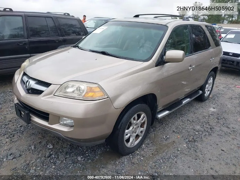 2006 Acura Mdx VIN: 2HNYD18646H505902 Lot: 40792500