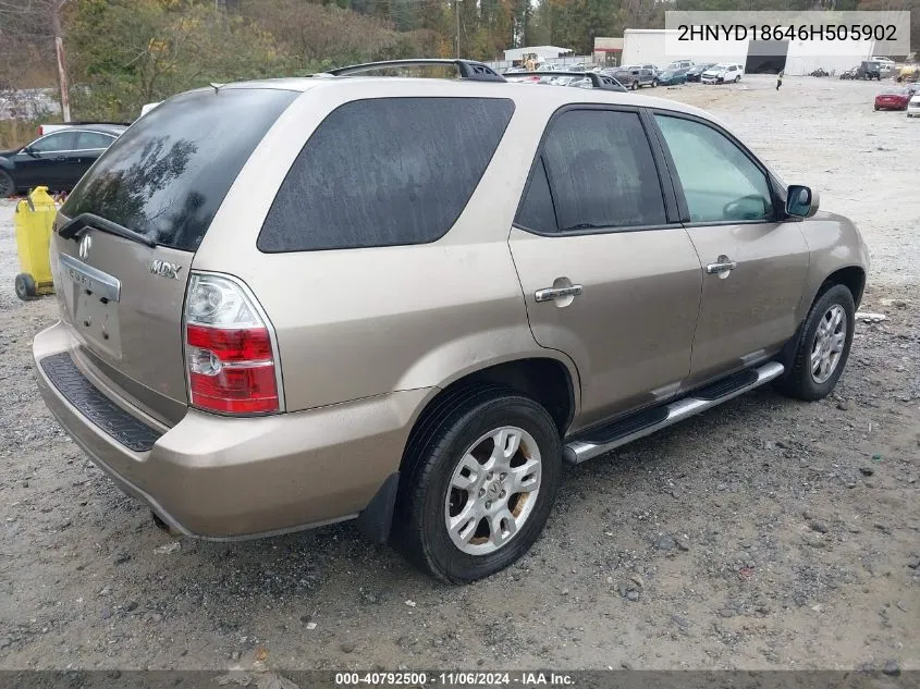 2006 Acura Mdx VIN: 2HNYD18646H505902 Lot: 40792500