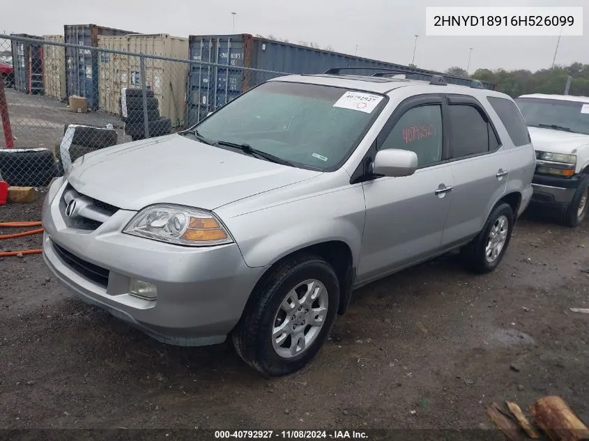 2006 Acura Mdx VIN: 2HNYD18916H526099 Lot: 40792927