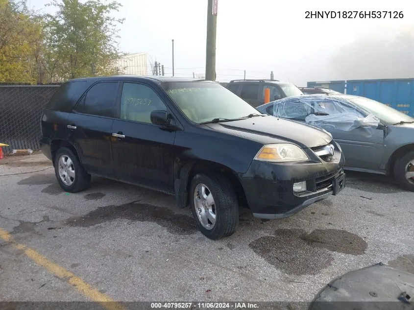 2006 Acura Mdx VIN: 2HNYD18276H537126 Lot: 40795257