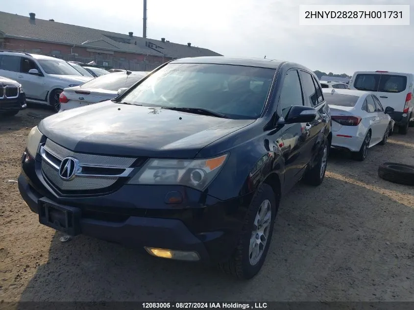 2007 Acura Mdx VIN: 2HNYD28287H001731 Lot: 12083005