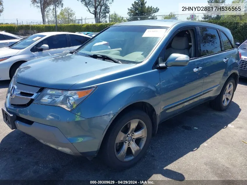 2007 Acura Mdx Sport Package VIN: 2HNYD28817H536565 Lot: 39309629