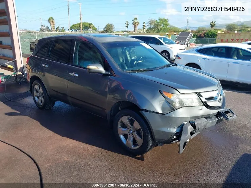 2007 Acura Mdx Sport Package VIN: 2HNYD28837H548426 Lot: 39612987