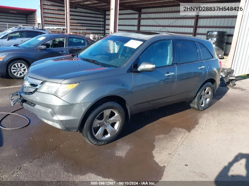 2007 Acura Mdx Sport Package VIN: 2HNYD28837H548426 Lot: 39612987