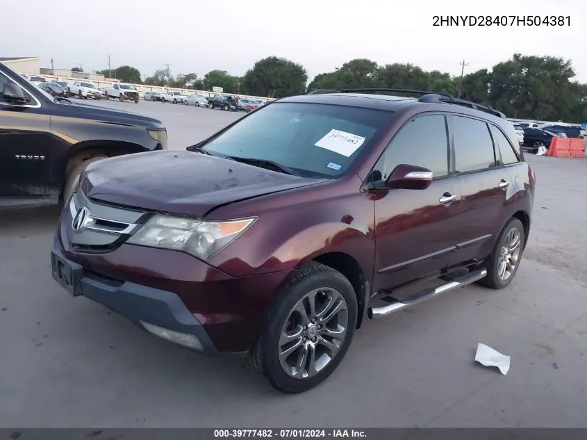 2HNYD28407H504381 2007 Acura Mdx Technology Package