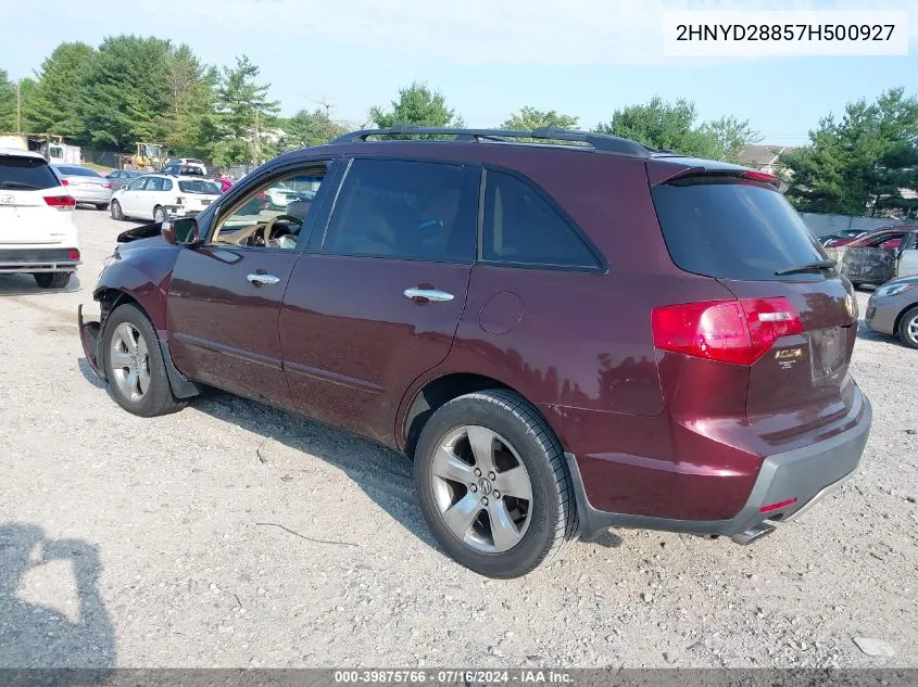 2007 Acura Mdx Sport Package VIN: 2HNYD28857H500927 Lot: 39875766