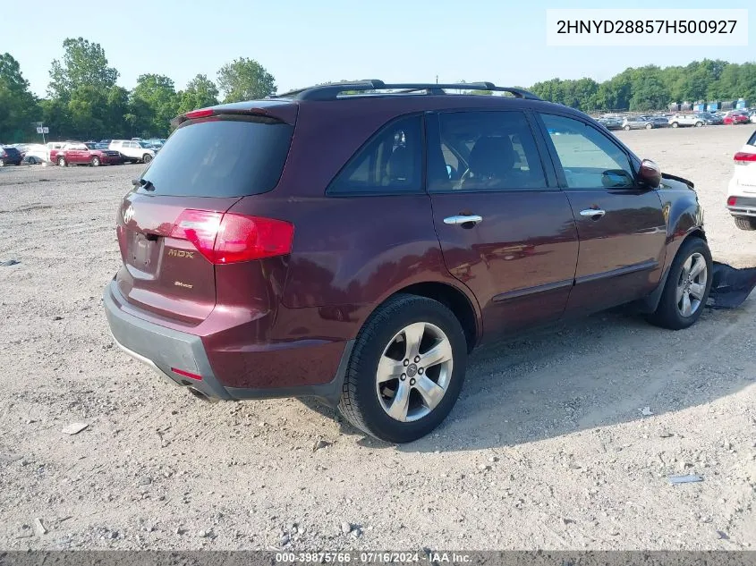 2007 Acura Mdx Sport Package VIN: 2HNYD28857H500927 Lot: 39875766