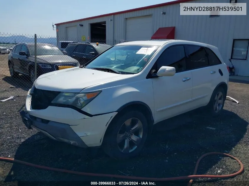 2007 Acura Mdx Sport Package VIN: 2HNYD28817H539501 Lot: 39966833