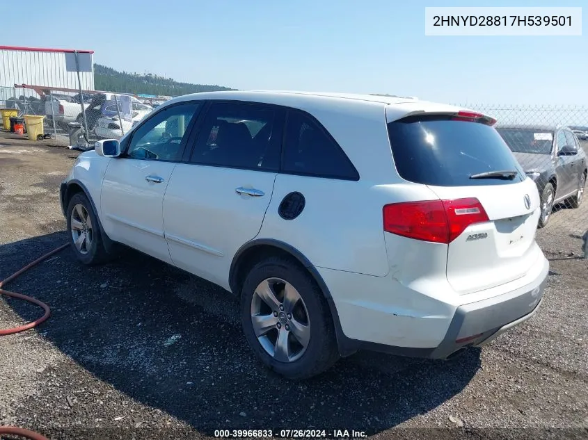 2007 Acura Mdx Sport Package VIN: 2HNYD28817H539501 Lot: 39966833