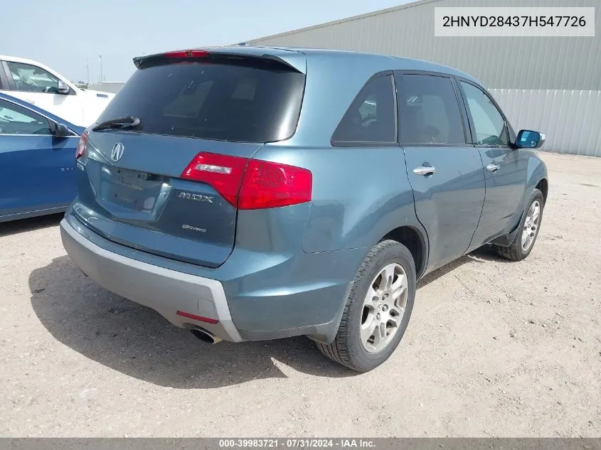 2007 Acura Mdx Technology Package VIN: 2HNYD28437H547726 Lot: 39983721