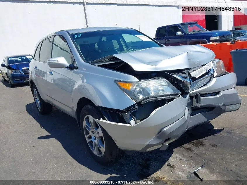 2007 Acura Mdx Technology Package VIN: 2HNYD28317H548316 Lot: 39999210