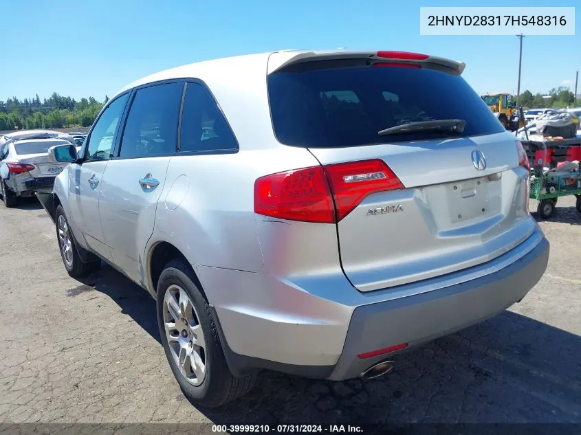 2007 Acura Mdx Technology Package VIN: 2HNYD28317H548316 Lot: 39999210