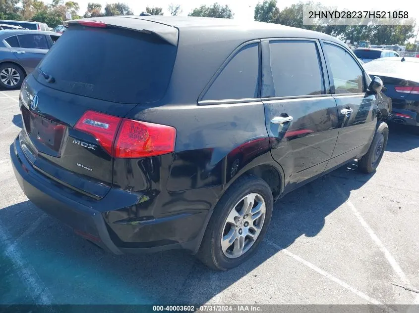 2007 Acura Mdx VIN: 2HNYD28237H521058 Lot: 40003602