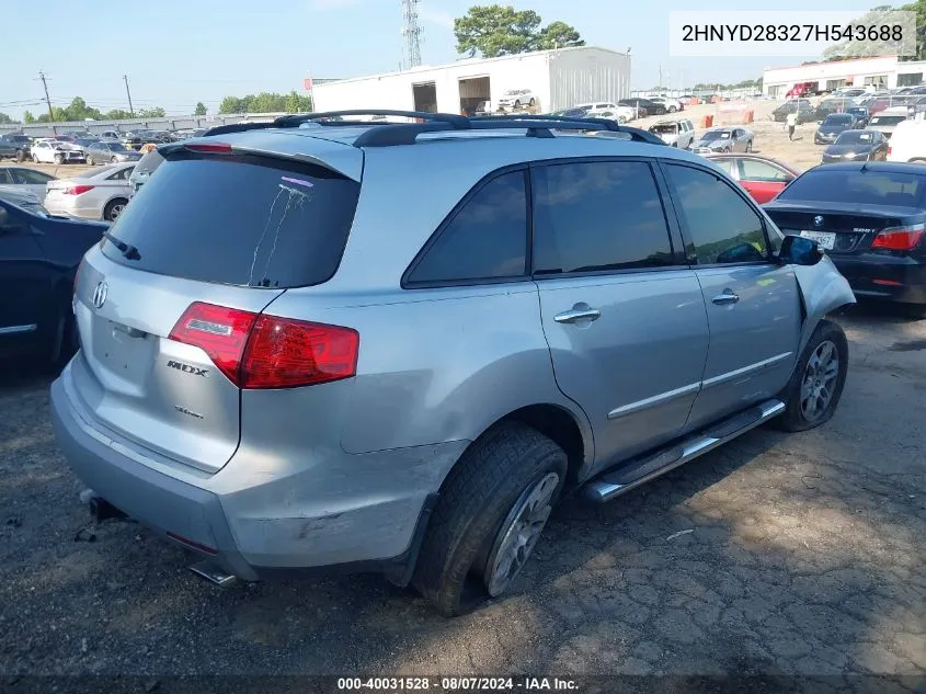 2007 Acura Mdx Technology Package VIN: 2HNYD28327H543688 Lot: 40031528