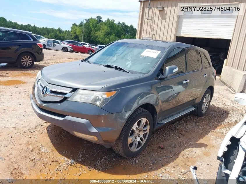 2007 Acura Mdx VIN: 2HNYD28257H504116 Lot: 40069012