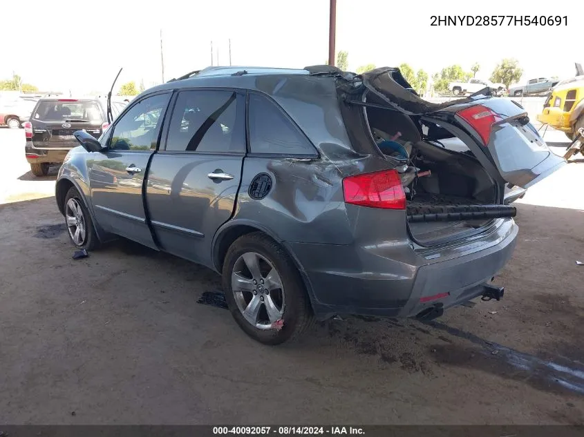 2007 Acura Mdx Sport Package VIN: 2HNYD28577H540691 Lot: 40092057