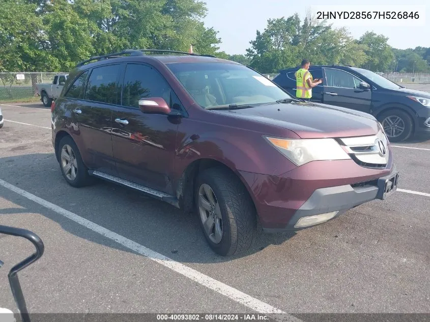 2007 Acura Mdx Sport Package VIN: 2HNYD28567H526846 Lot: 40093802