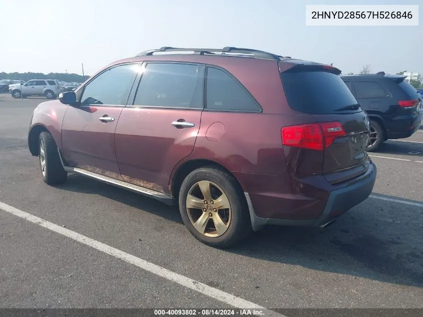 2007 Acura Mdx Sport Package VIN: 2HNYD28567H526846 Lot: 40093802