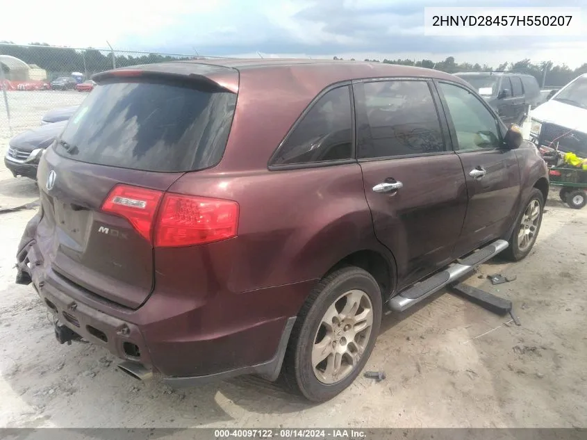 2007 Acura Mdx Technology Package VIN: 2HNYD28457H550207 Lot: 40097122