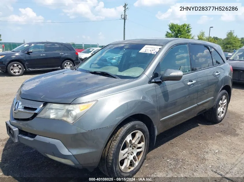 2007 Acura Mdx Technology Package VIN: 2HNYD28377H526286 Lot: 40108025