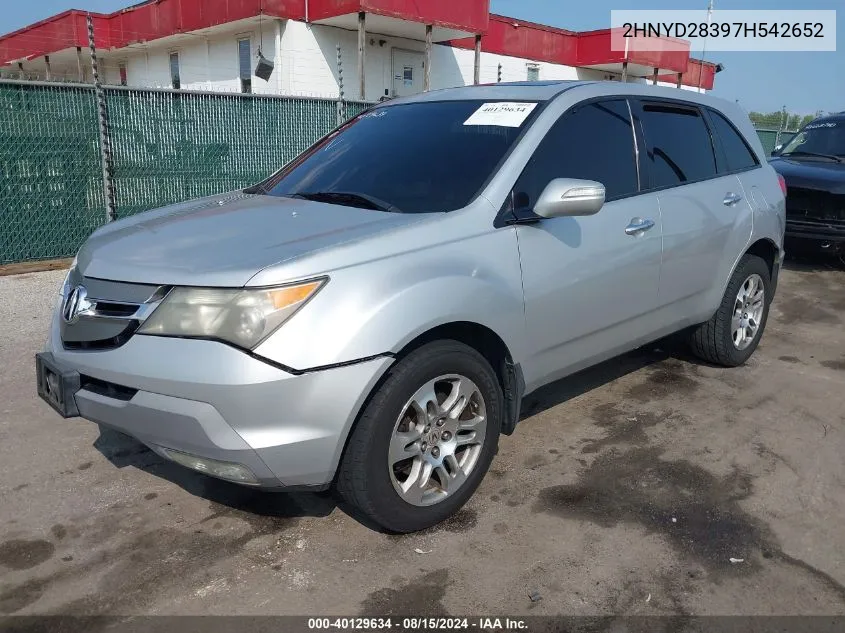 2007 Acura Mdx Technology Package VIN: 2HNYD28397H542652 Lot: 40129634