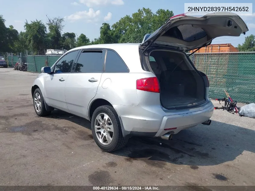 2007 Acura Mdx Technology Package VIN: 2HNYD28397H542652 Lot: 40129634