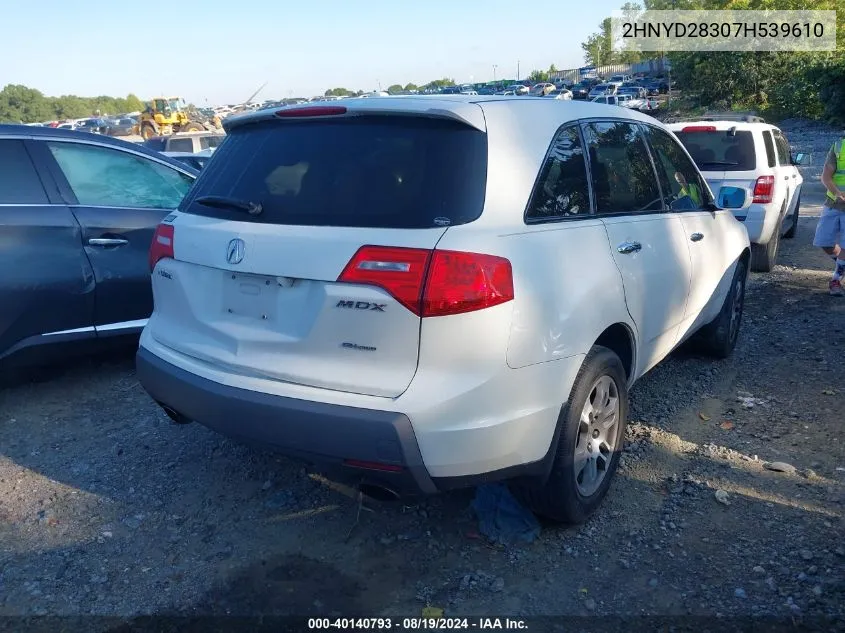 2007 Acura Mdx Technology Package VIN: 2HNYD28307H539610 Lot: 40140793