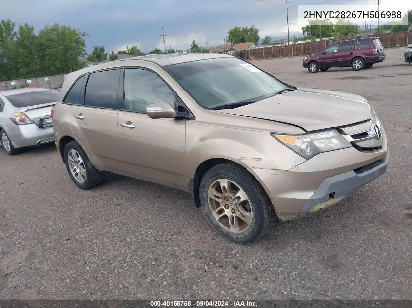 2007 Acura Mdx VIN: 2HNYD28267H506988 Lot: 40158758