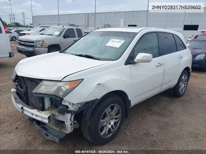 2007 Acura Mdx Technology Package VIN: 2HNYD28317H539602 Lot: 40197425