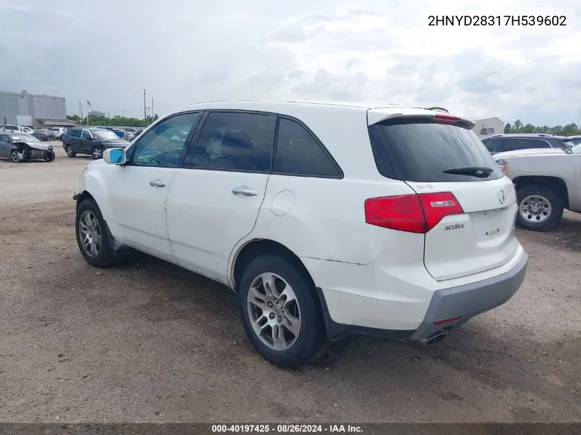 2007 Acura Mdx Technology Package VIN: 2HNYD28317H539602 Lot: 40197425