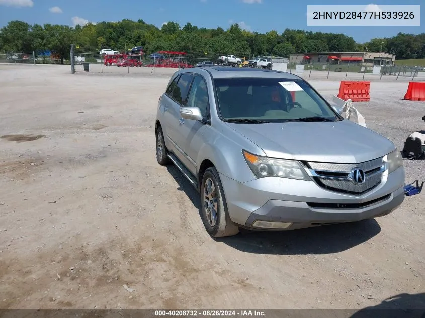 2007 Acura Mdx Technology Package VIN: 2HNYD28477H533926 Lot: 40208732